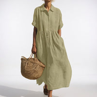 Lysandra™ – Fluid Summer Shirt Dress - Light Green