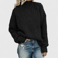 Lerynna | Sophisticated Cable Knit Sweater - Black