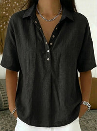 Willow | Blouse with Collar and Button - Black