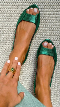 Naya - Golden Comfort Chic Sandals - Emerald Green
