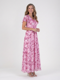 Ismeria | Floral Chiffon Maxi Dress - Pink