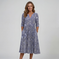 Elegant Midi Dress | Flattering, Comfortable - Blue