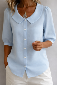 Raine | Collared Blouse - Light blue