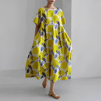 Celia | Garden Goddess Dress - Yellow Lemons