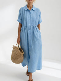 Lysandra™ – Fluid Summer Shirt Dress - Light Blue