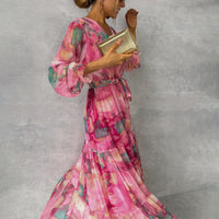 Hazel™ | Floral Wrap Dress - Red Pink
