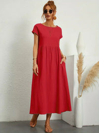 Gabrielle™ | Flowing Midi Dress with Timeless Elegance - Red
