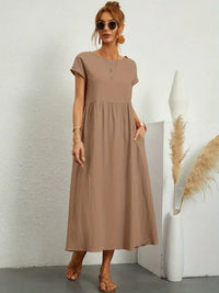 Gabrielle™ | Flowing Midi Dress with Timeless Elegance - Khaki