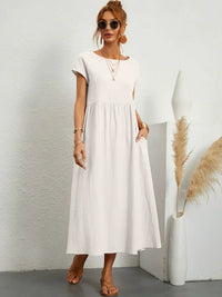 Gabrielle™ | Flowing Midi Dress with Timeless Elegance - White