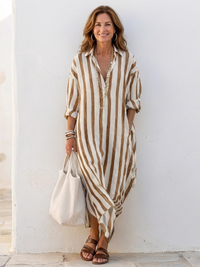 Naomi | Striped Dress - Brown