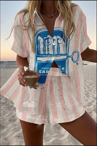 MARGHERITA | White Summer Short Set - Multicolour