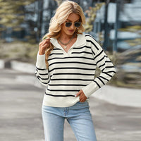SHIPRAH™ - Casual Basic Long Sleeve V-Neck Top - Black