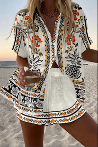 BIANCA | White Summer Short Set - Multicolour
