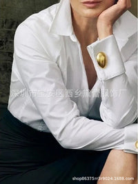 LANI™ – Elegant Tailored Button-Down Blouse - White