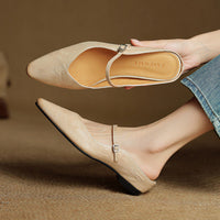 Vintage Real Leather Mules - Beige