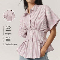 TAYI™ - Classy Striped Collared Formal Top - Pink