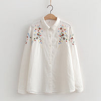 FLAVIE™ – Vintage Charm Embroidered Blouse - White