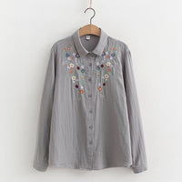 FLAVIE™ – Vintage Charm Embroidered Blouse - Gray 1