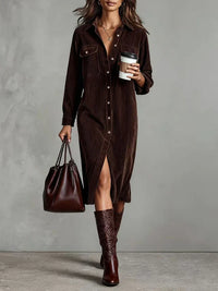 Margot | Casual Elegant Dress - Warm chocolate