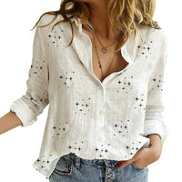 SANDRA™ – Classic Printed Blouse - Star White