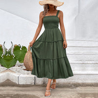 Fiorelle™ | Vintage Frill Hem Shirred Backless Sundress - Green