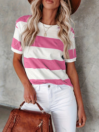 KAELY™ | Women Easygoing Classic Stripe Tee - Pink