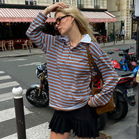 SCARLETT™ - Casual Oversized Striped Collared Top - S