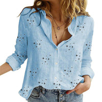 SANDRA™ – Classic Printed Blouse - Star Blue