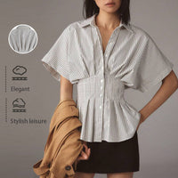 TAYI™ - Classy Striped Collared Formal Top - Gray