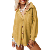 KUMOT™ - Comfy Long Sleeve Button Down Collared Blouse - Yellow