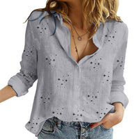 SANDRA™ – Classic Printed Blouse - Star Gray