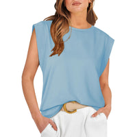 SAMPAGUITA™ –  Comfy Loose Fit Crew Neck Summer Top - Sky Blue