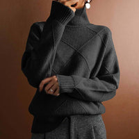 Eleanor™ | Textured Turtleneck Knit Sweater - Black