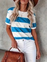 KAELY™ | Women Easygoing Classic Stripe Tee - Sky Blue