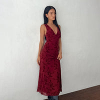 Lara™ | Classy Floral Print V-Neck Sleeveless Maxi Dress - Claret