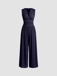 CHARITY – Chic Sleeveless Wide-Leg Jumpsuit - Navy