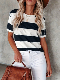 KAELY™ | Women Easygoing Classic Stripe Tee - Black