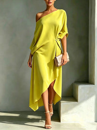 Camila – Asymmetrical Elegant Dress - Yellow