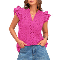 AVESSA™ – Comfy Daily Cap Sleeve Summer Boho Top - Rose Red