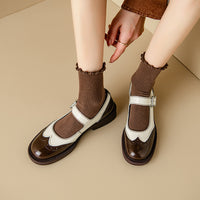Vintage T-Bar Comfort Real Leather Mary Jane Shoes - Brown
