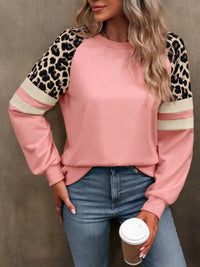 DARLA™ - Casual Leopard Long Sleeve Tunic Top - Pink