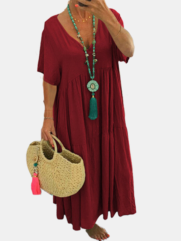 Linnea™ | Soft Ruffle V-Neck Women Maxi Dress