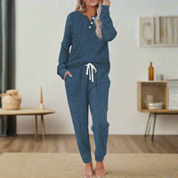 Lupita | Women Long Sleeve Two Piece Set - Blue