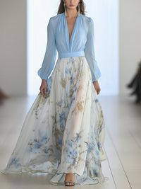Penelope™ | Floral Maxi Dress - Light Blue