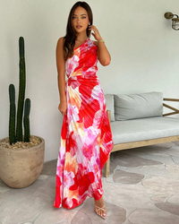Adeline™ | Vibrant Tropical Evening Dress - Floral Print