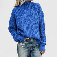 Lerynna | Sophisticated Cable Knit Sweater - Blue