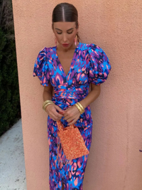 Amelia™ | Vivid Pleated Midi Dress - Blue