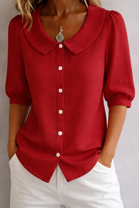 Paloma | Collared Blouse - Red