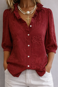 Ondine | Floral Blouse - Burgundy