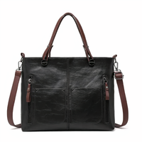 Winslet | Iconic Retro PU Leather Crossbody Handbag - Black